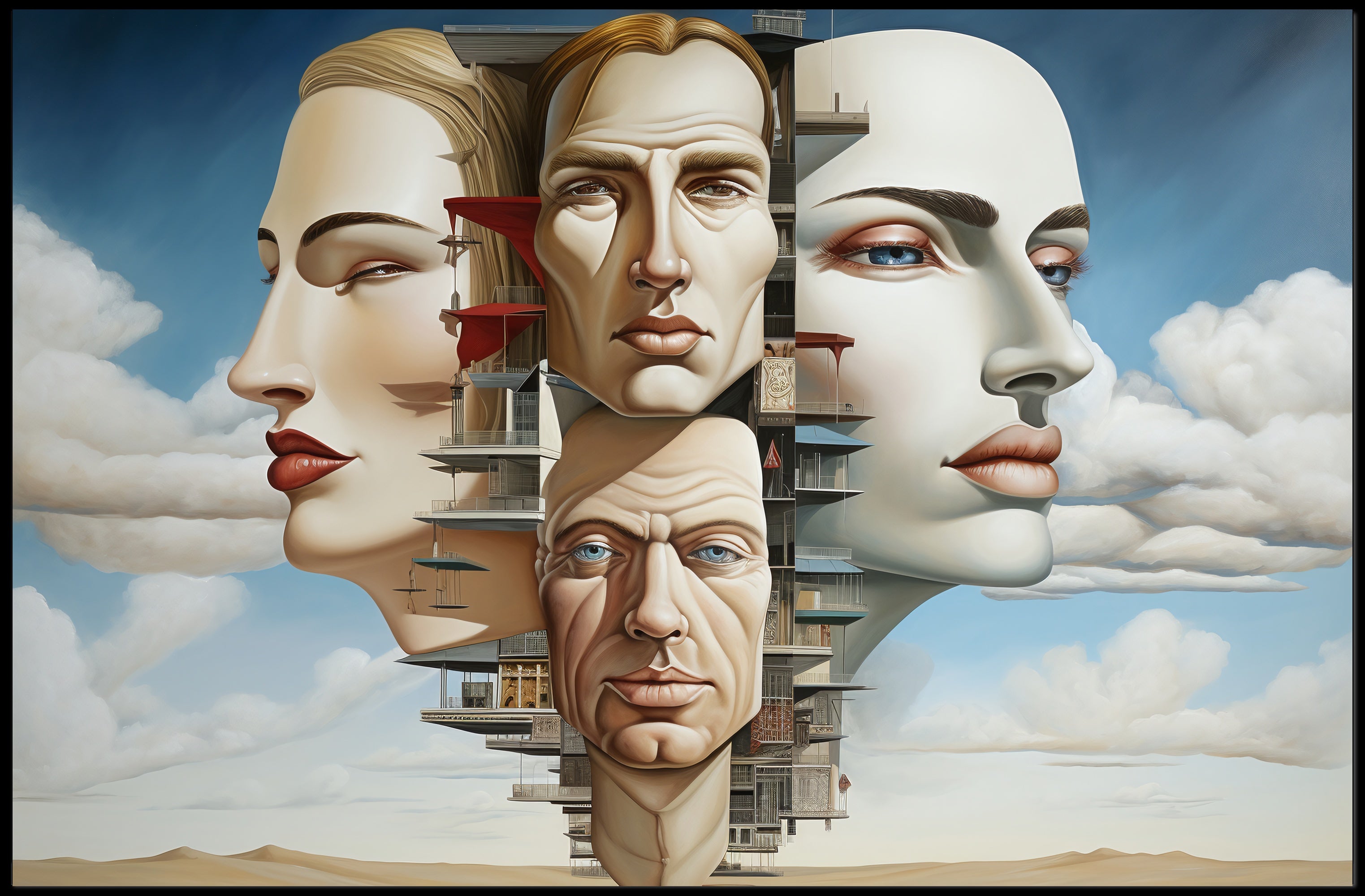 Surreal Faces Architecture Futuristic Sci-Fi Poster
