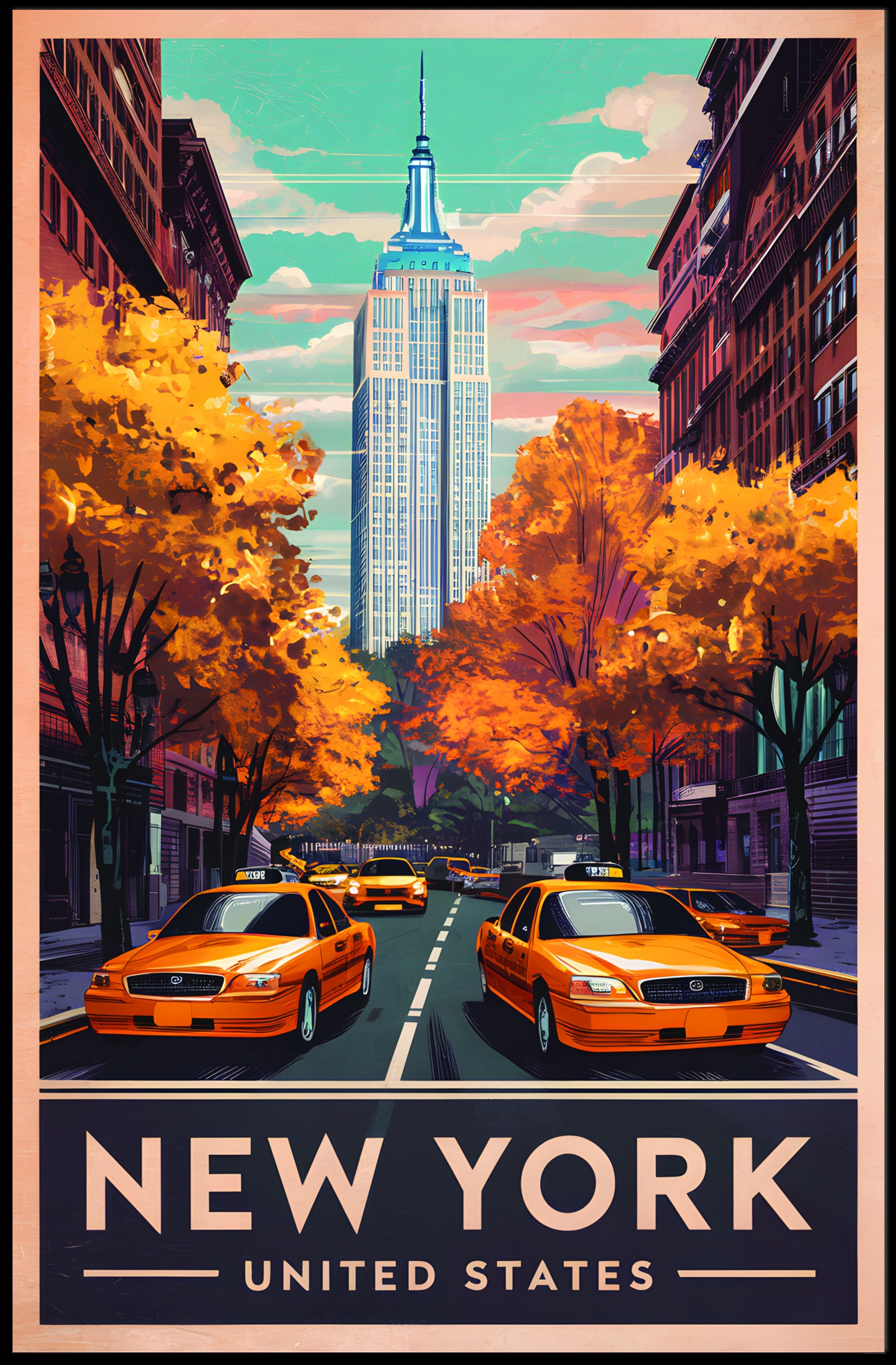 New York City Autumn Scene Poster