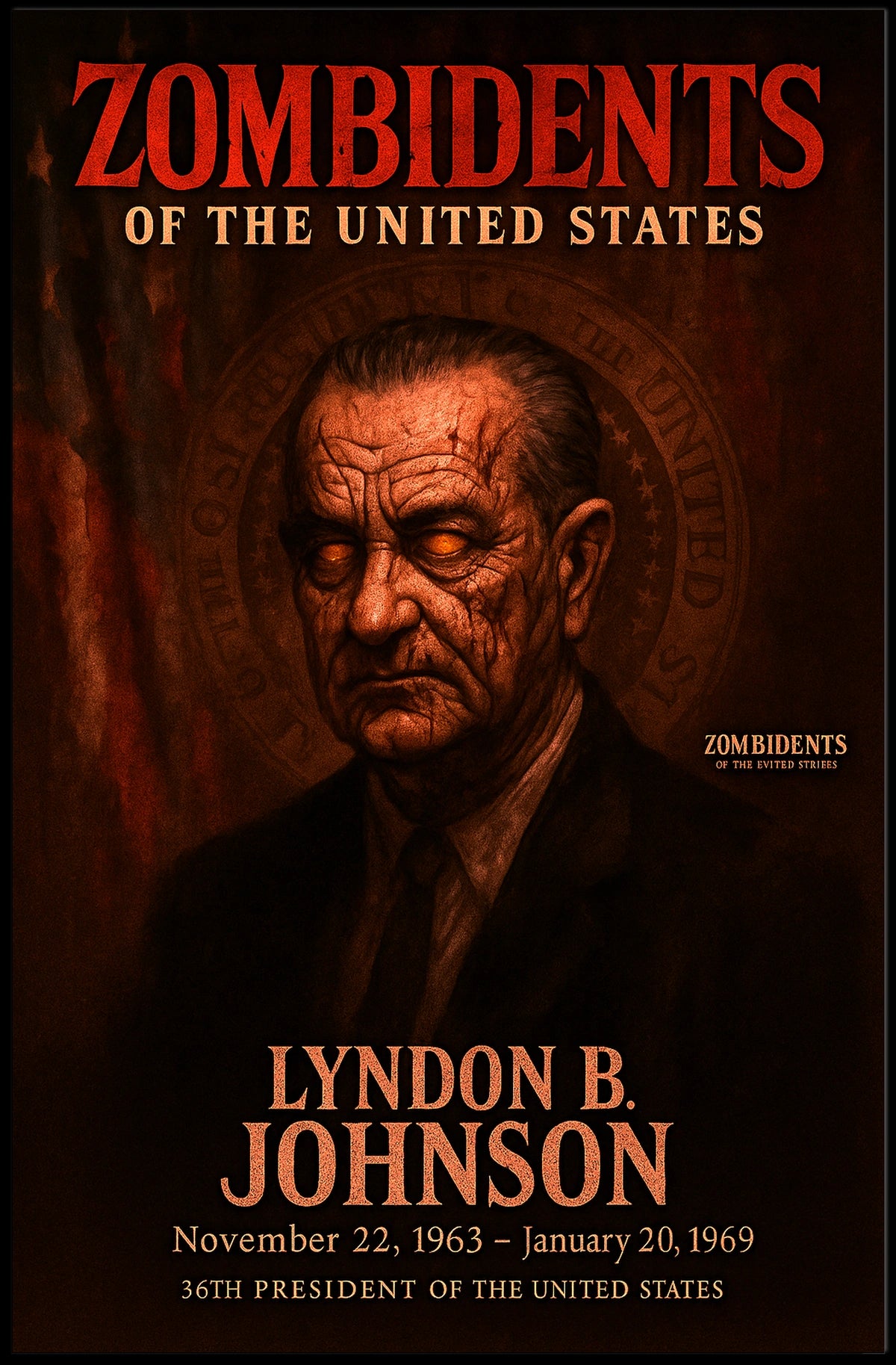 Lyndon B. Johnson 36th President of the United States Zombidents Poster Series