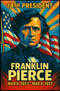 Franklin Pierce 14th President of the United States Colorful Comic Book Style Poster