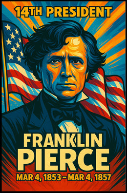 Franklin Pierce 14th President of the United States Colorful Comic Book Style Poster