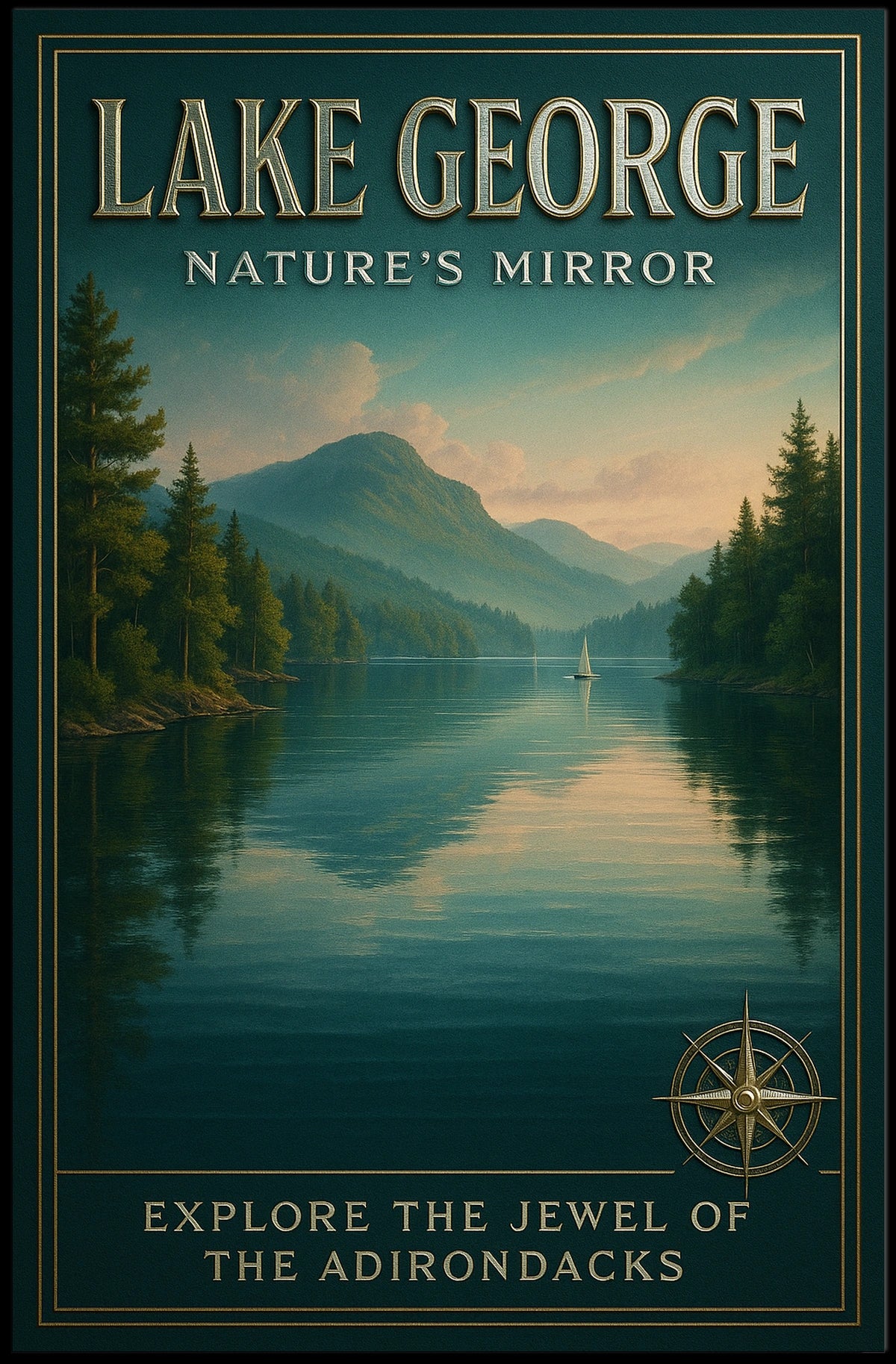 Lake George Adirondack Vista Poster Vintage Travel Wall Art