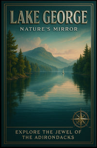 Lake George Adirondack Vista Poster Vintage Travel Wall Art