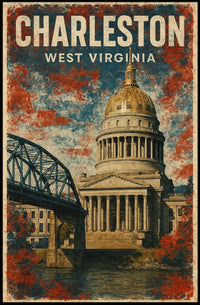 Charleston WV Skyline Wanderlust Minimalist Poster