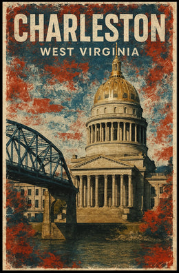 Charleston WV Skyline Wanderlust Minimalist Poster