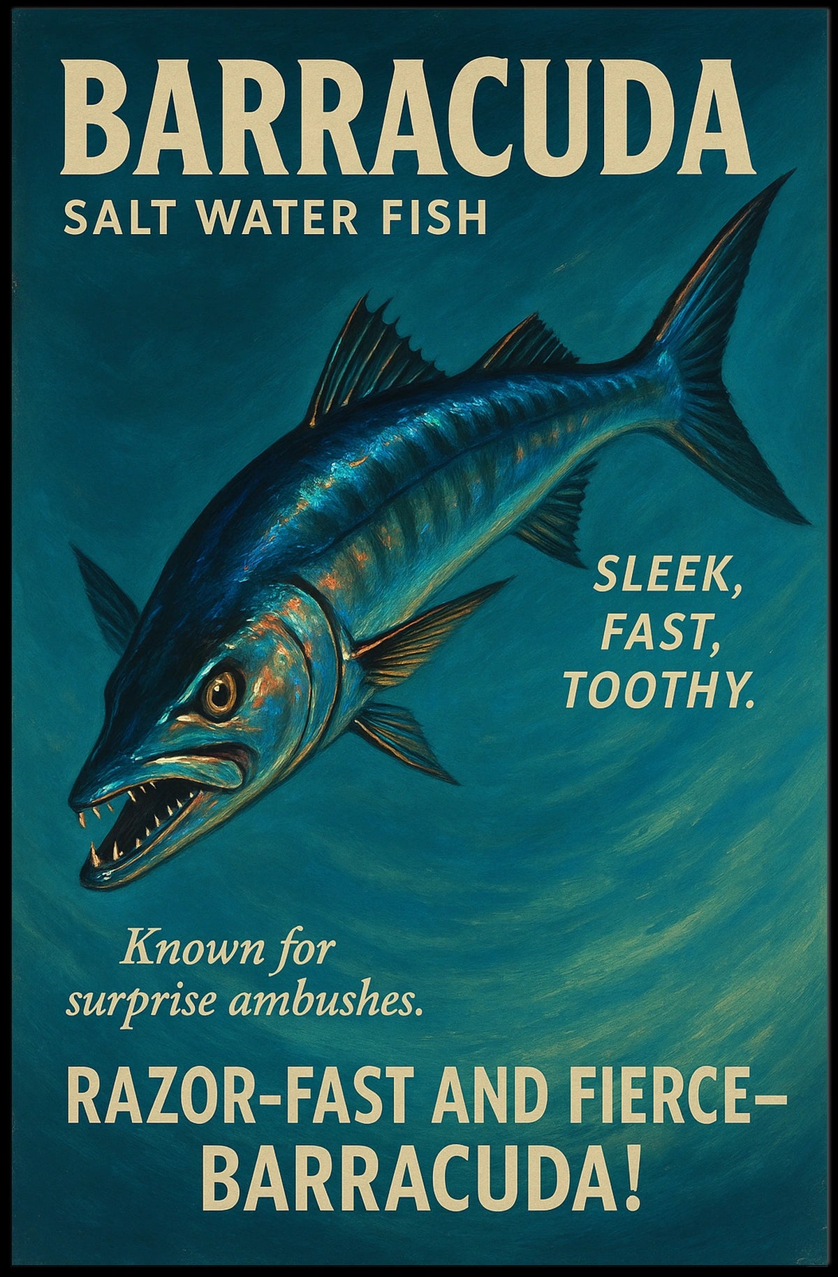 Barracuda Salt Water Fish Poster