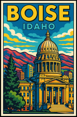 Boise, Idaho Vibrant Cityscape Poster