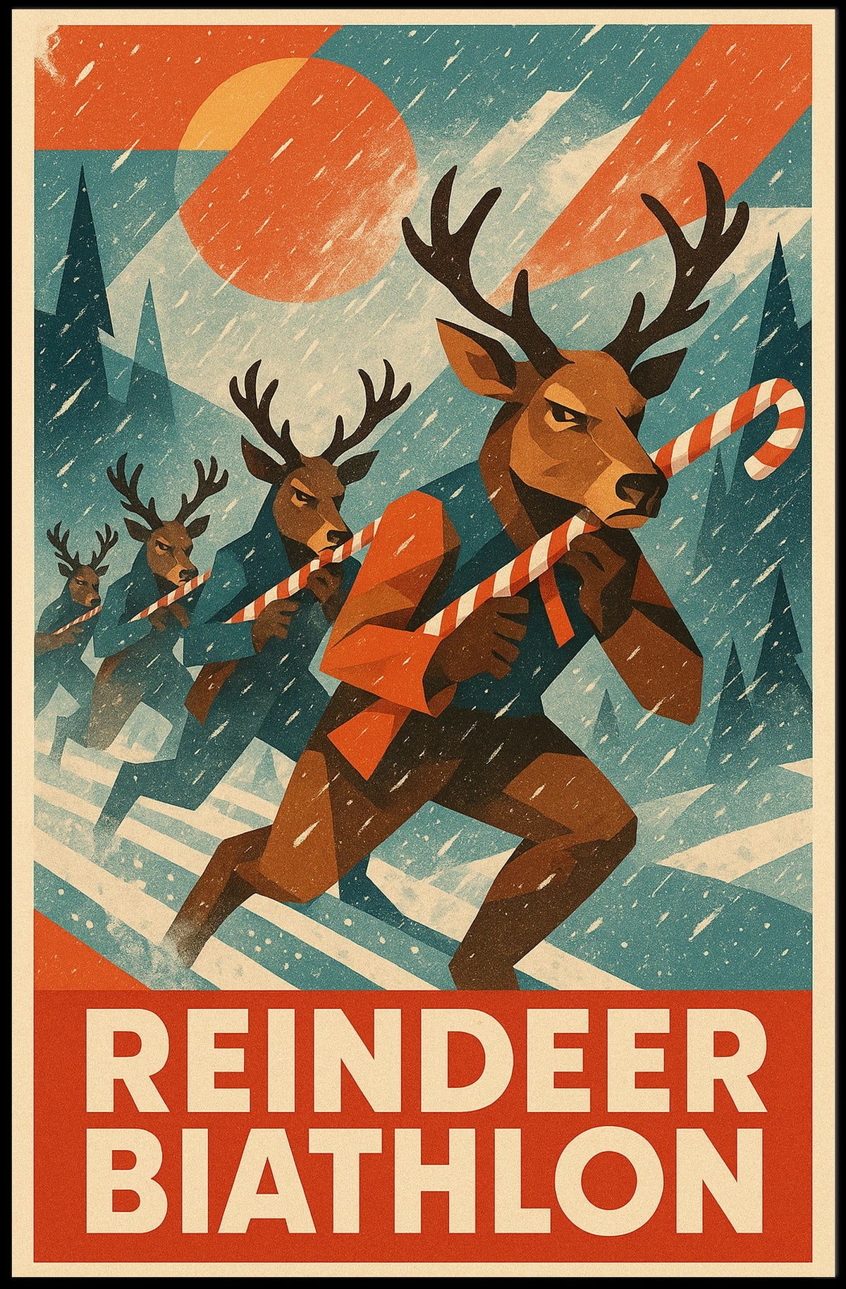 Reindeer Biathlon Poster