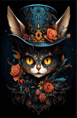 Enchanted Cat with Top Hat Fantasy or Mythology Poster