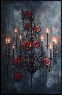 Gothic Chandelier and Rose Poster Poster