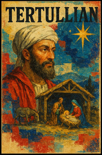 Tertullian Bearded Man with Nativity Scene Cultural Poster