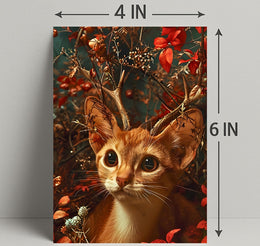 Whimsical Cat Antler Enchantment Fantasy or Mythology Poster