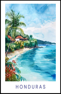 Serene Honduran Coastal Landscape Travel Poster PosterGoat