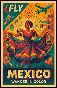 Fly to Mexico Wander in Color Poster