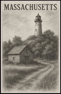 Massachusetts Lighthouse Scene Poster