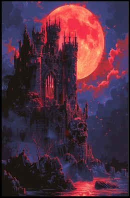 Blood Moon Castle Art Print Poster for Home Decor PosterGoat