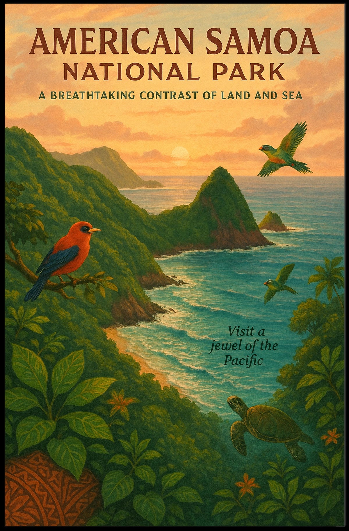 American Samoa National Park Travel Adventure Poster
