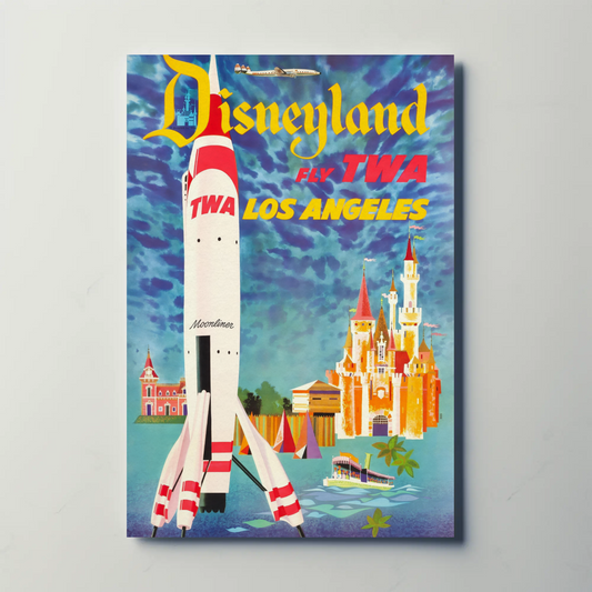 1955 TWA Disneyland Moonliner Advertising Travel Poster