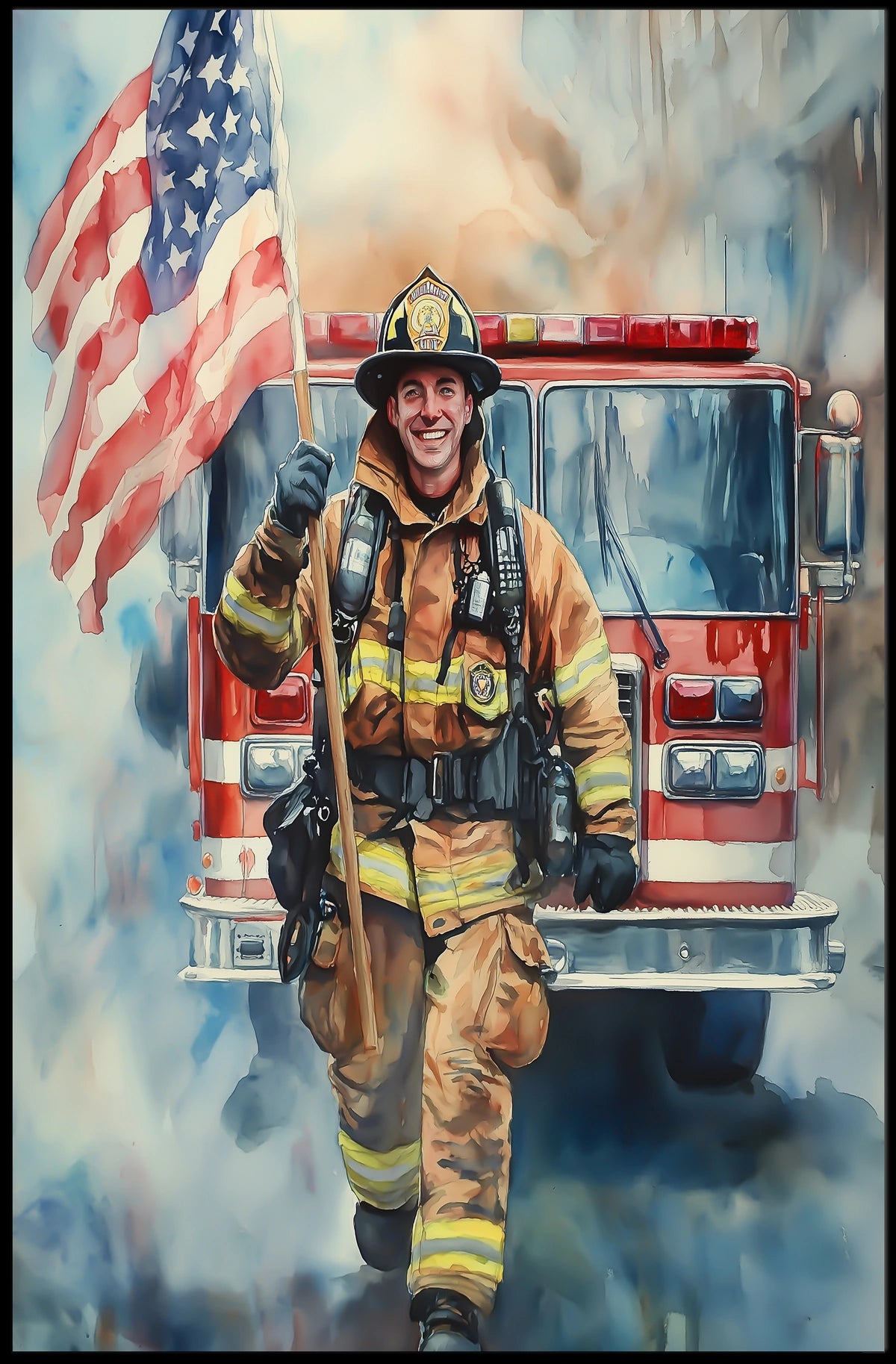 smiling firefighter Poster