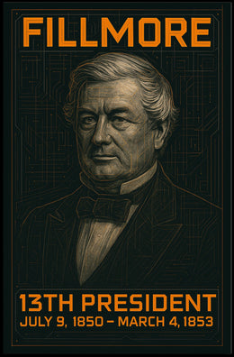 Millard Fillmore 13th President of the United States Techno Schematic Poster