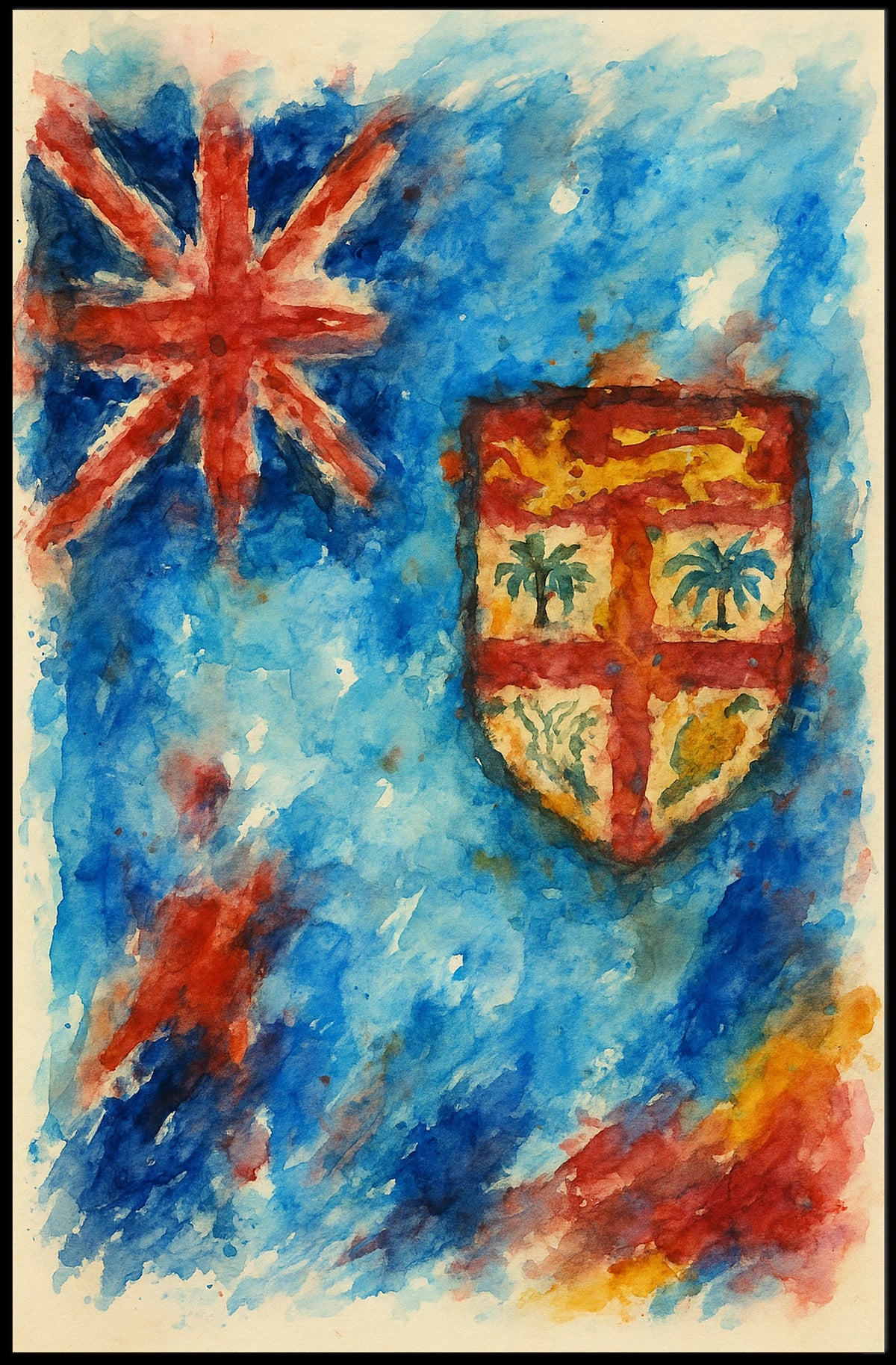 Vibrant Watercolor Flag Poster