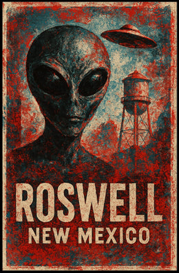 Roswell UFO Vintage Distressed SciFi Collectors Poster