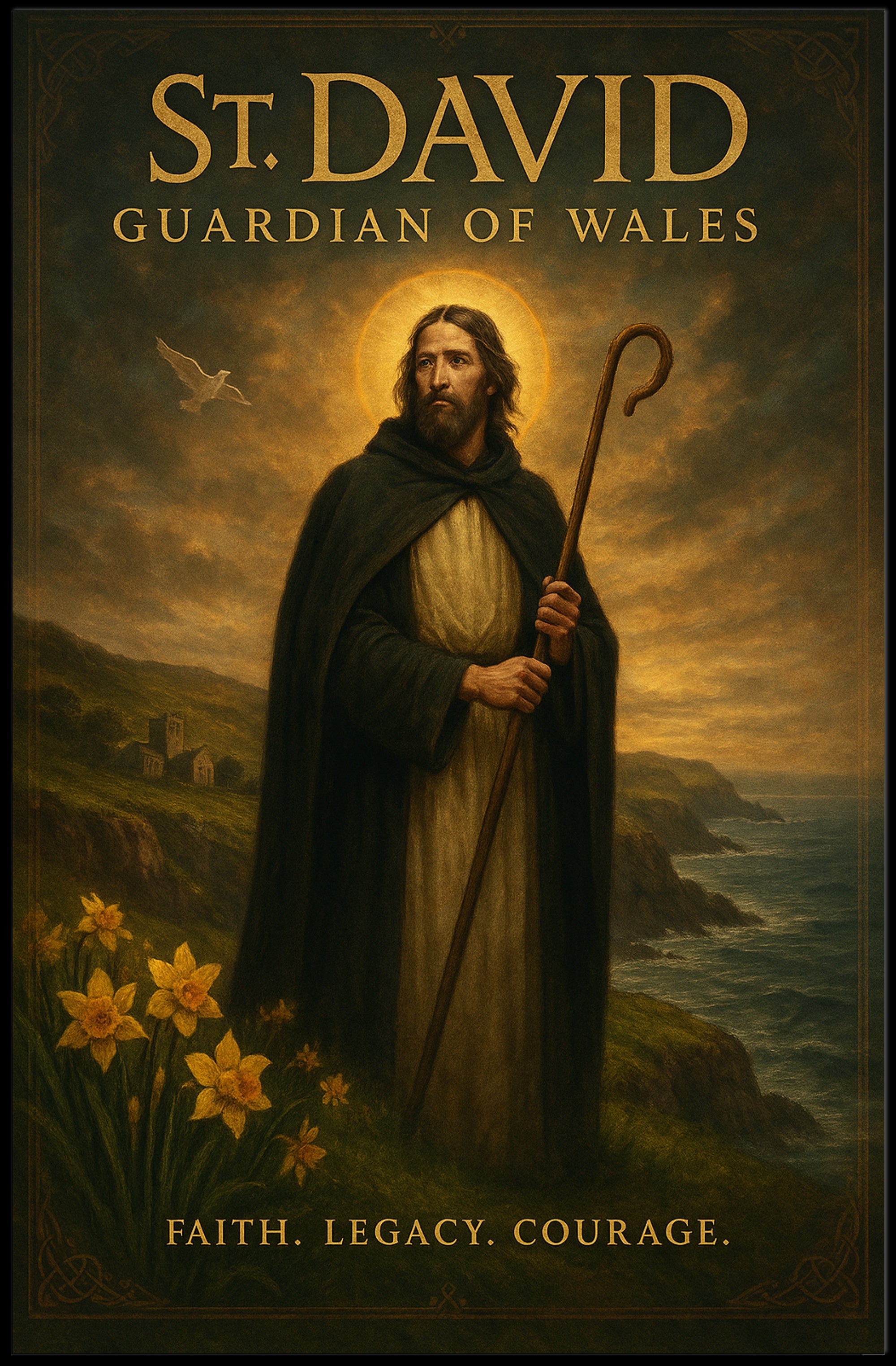 St David Poster Vintage Welsh Guardian Wall Art