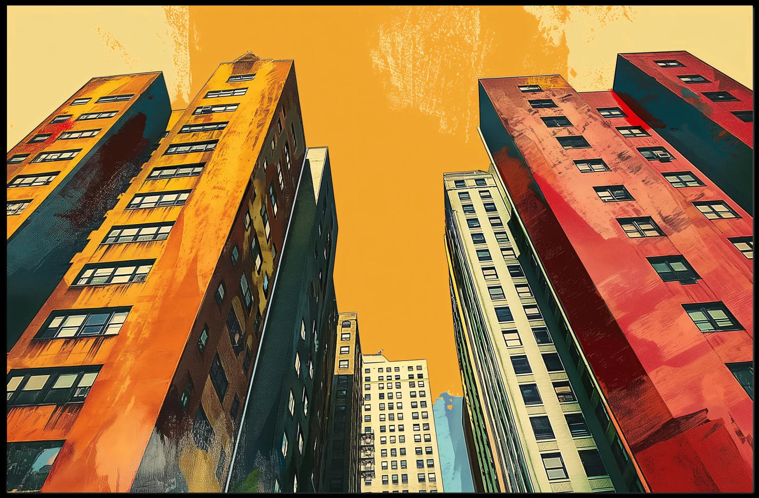 Urban Skyline Pop Art Poster: Vibrant Cityscape