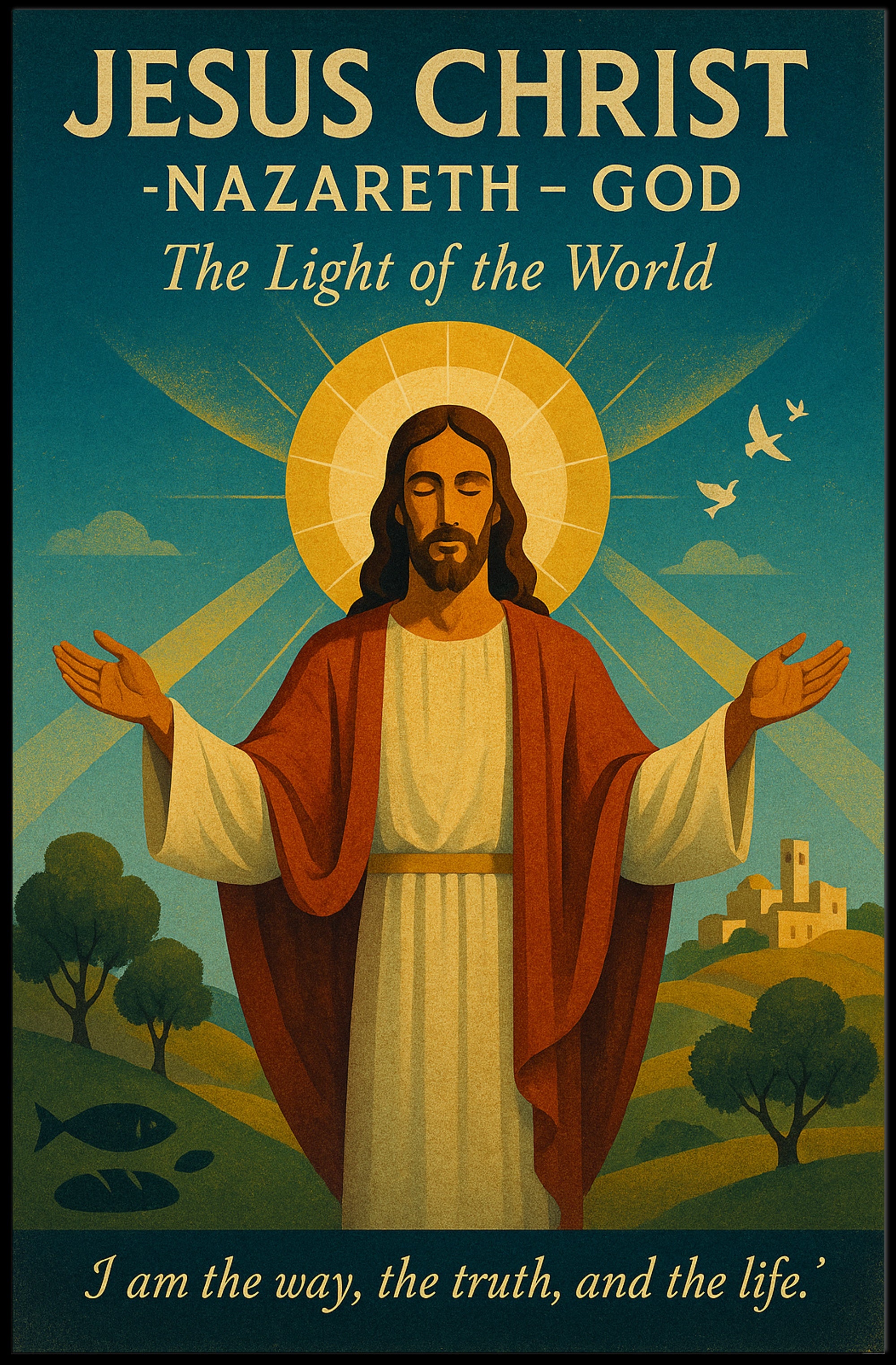Serene Image of Jesus Christ: Spiritual Art Poster