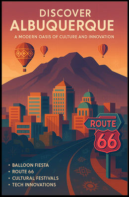 Albuquerque Cultural Hub Culture Innovation Hot Air Balloons Poster