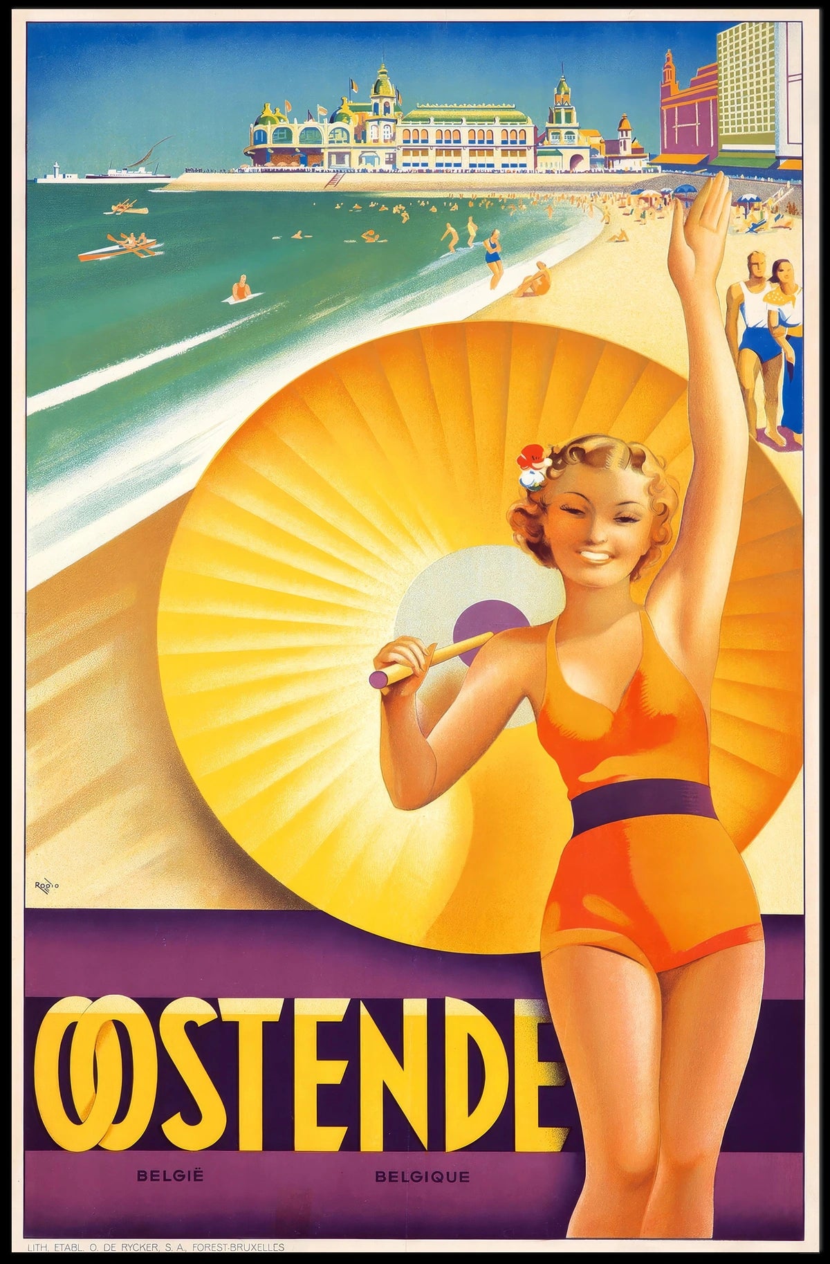 Ostende Belgian Beach Destination Poster