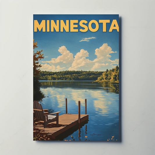 Minnesota Vintage Poster - Lakeside Dock View