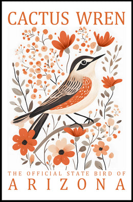 Cactus Wren Arizona State Bird Art Poster