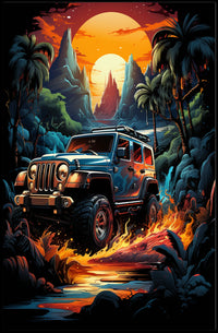 Adventurous Off-Road Tropical Landscape Art Poster