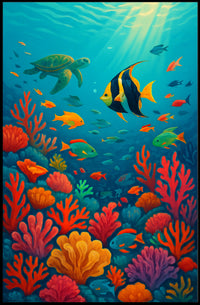 Marine Life Underwater Scene Fish Poster