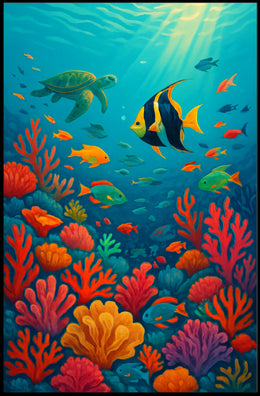 Marine Life Underwater Scene Fish Poster