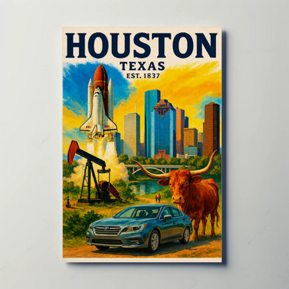Houston Texas Longhorn Space Skyline Art Poster