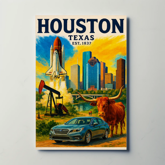 Houston Texas Longhorn Space Skyline Art Poster