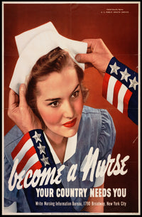 Vintage Nurse Recruitment: WWII Patriotic Propaganda Poster