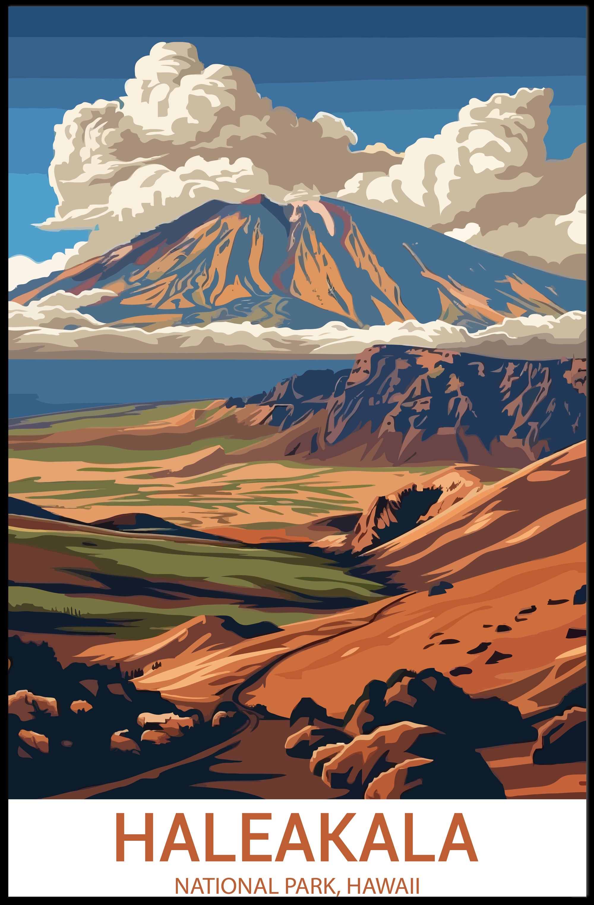Haleakalā Scenic Travel Vintage National Park Poster