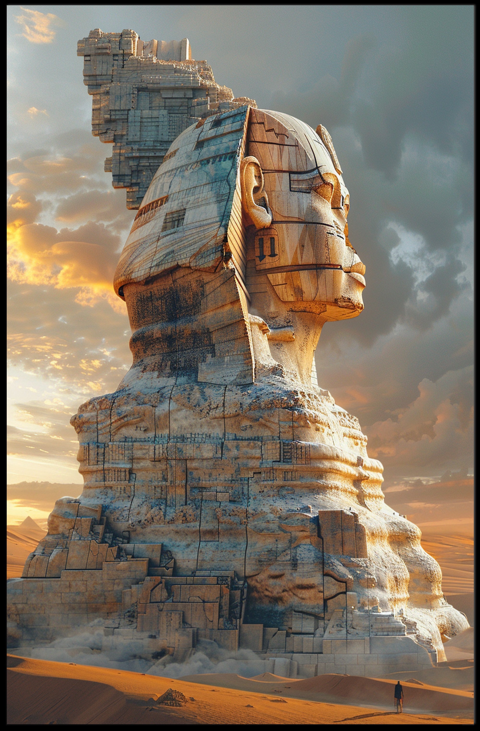 Futuristic Monument in Desert: Futuristic Sci-Fi Poster PosterGoat
