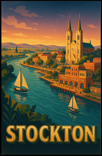 Stockton Vintage Travel Poster