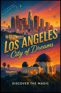 Los Angeles Skyline Vintage Travel Poster Art