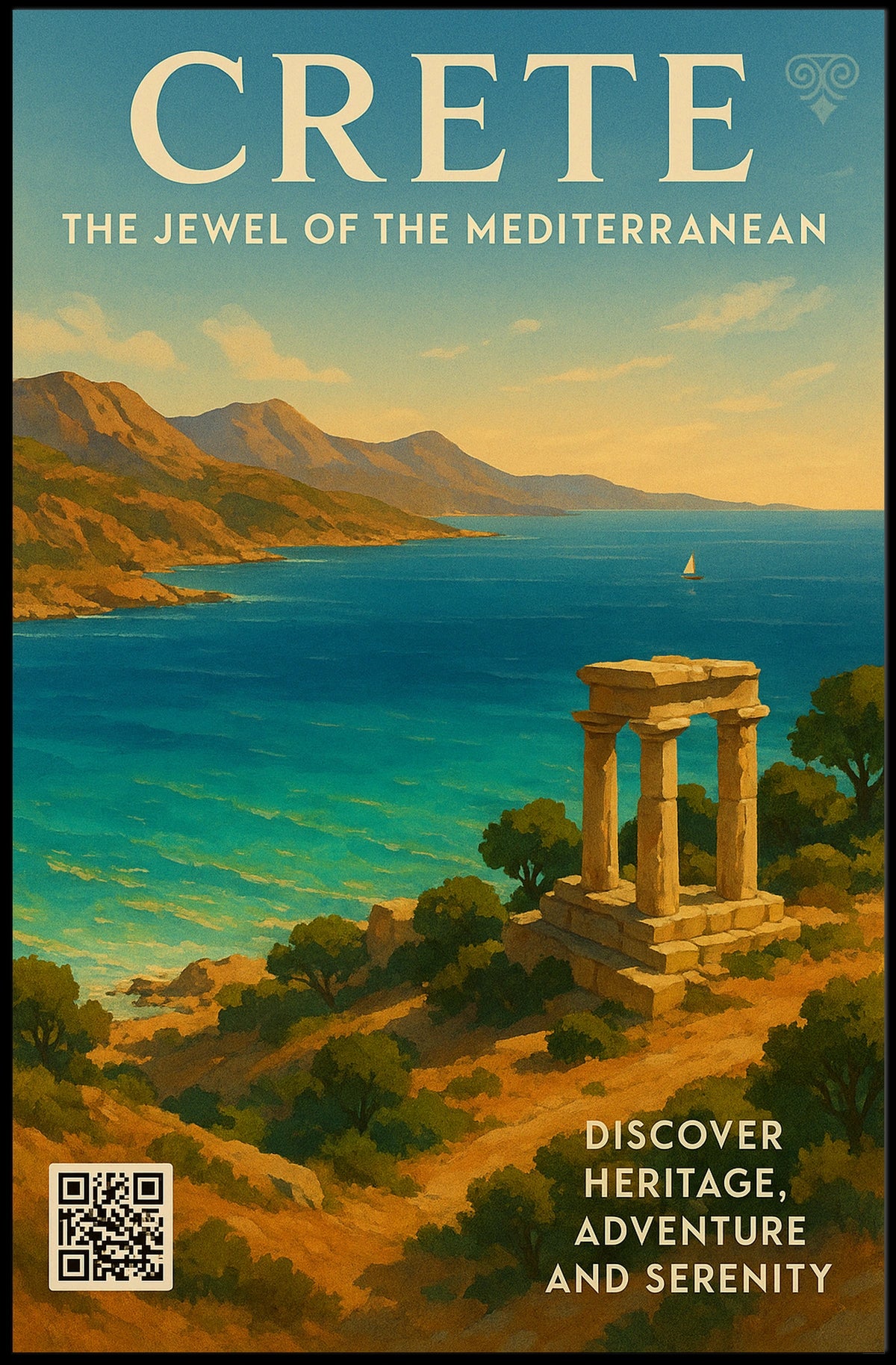 Explore Crete's Beauty in Vintage Travel Poster