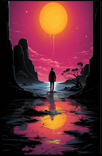 Vivid Sunset Dramatic Silhouette Art Poster - Artistic Poster