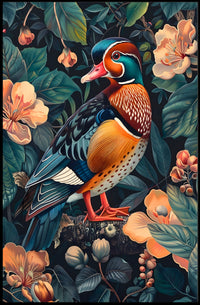 Vibrant Mandarin Duck William Morris Art Poster