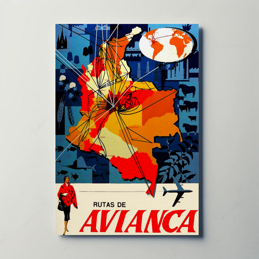 Avianca Rutas de Avianca Travel Poster (1961)