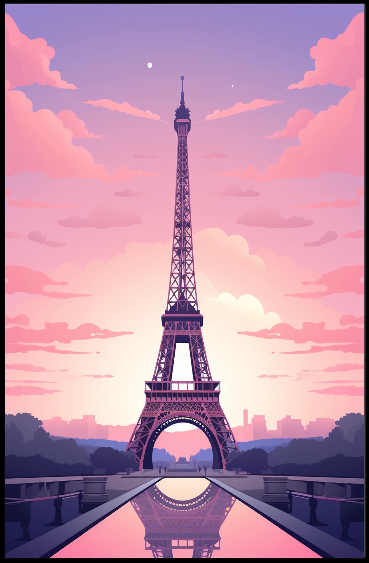 Eiffel Tower Sunset Travel Poster