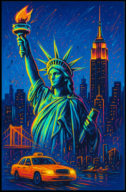 New York Nightlife City Lights Poster Pop Art Wall Art