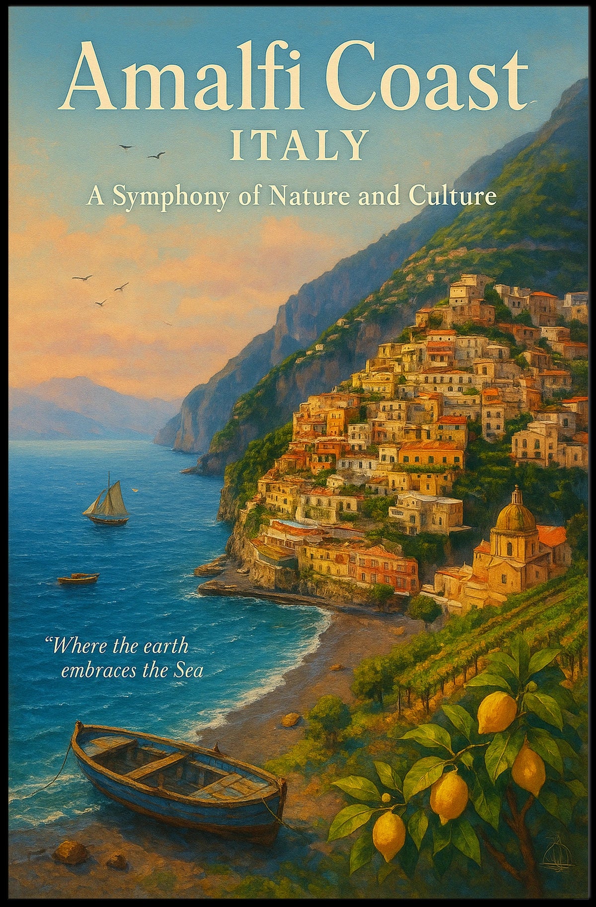Amalfi Coast Tranquility: Classic Travel Poster Art